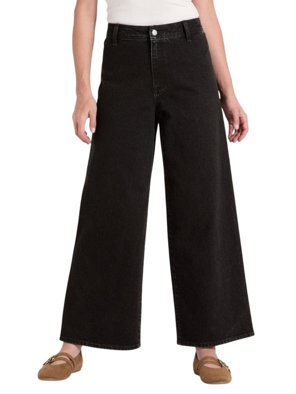 Universal Thread Women's High-Rise Sailor Wide Leg Ankle Jeans in Black Denim 00